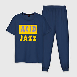 Пижама хлопковая мужская Acid jazz, цвет: тёмно-синий