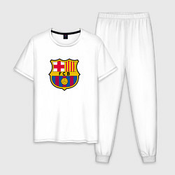 Пижама хлопковая мужская Barcelona fc sport, цвет: белый