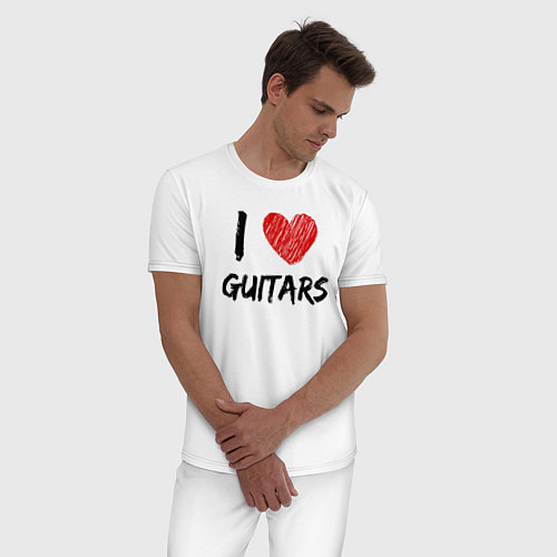 Мужская пижама Люблю гитары / Белый – фото 3