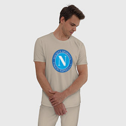 Пижама хлопковая мужская Napoli fc sport, цвет: миндальный — фото 2
