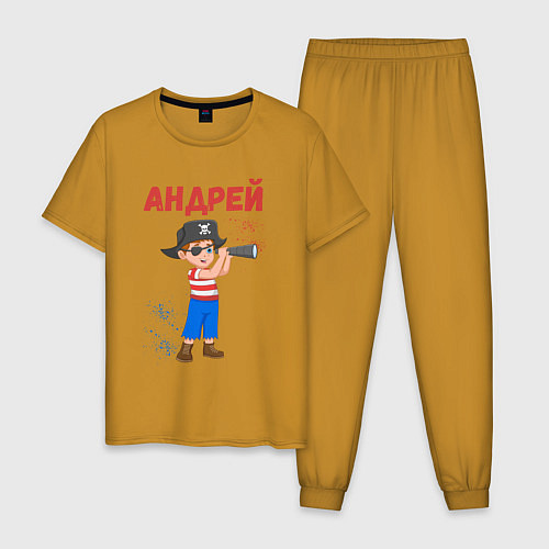 Мужская пижама Андрей юный моряк / Горчичный – фото 1