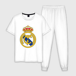 Пижама хлопковая мужская Real madrid fc sport, цвет: белый