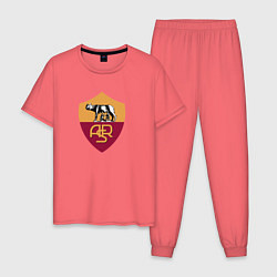 Пижама хлопковая мужская Roma fc club, цвет: коралловый
