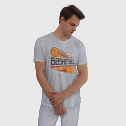 Пижама хлопковая мужская Basketball ground, цвет: меланж — фото 2