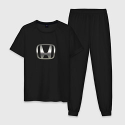 Пижама хлопковая мужская Honda sport auto silver, цвет: черный