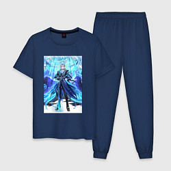 Пижама хлопковая мужская Невиллет из Геншин Импакт, цвет: тёмно-синий