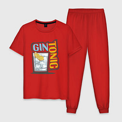 Пижама хлопковая мужская Джин-тоник, цвет: красный