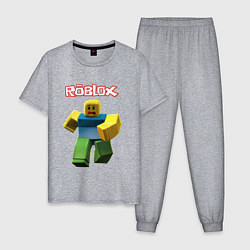 Пижама хлопковая мужская Roblox бегущий персонаж, цвет: меланж