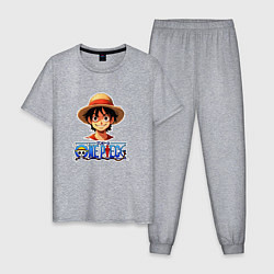 Пижама хлопковая мужская Монки д Луффи one piece, цвет: меланж