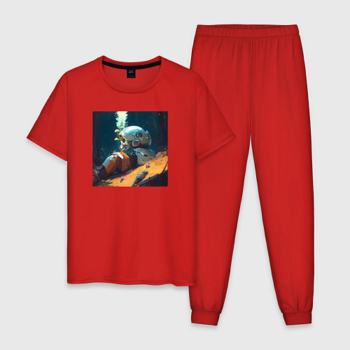 Мужская пижама Космонавт и лес / Красный – фото 1
