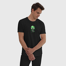 Пижама хлопковая мужская Маленький зомби, цвет: черный — фото 2