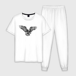 Пижама хлопковая мужская Орёл гравюра, цвет: белый