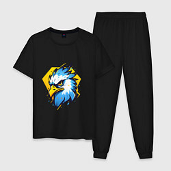 Пижама хлопковая мужская Голова орла, цвет: черный