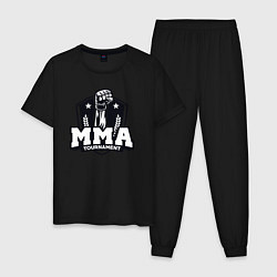 Пижама хлопковая мужская Турнир MMA, цвет: черный