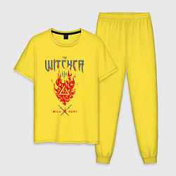Пижама хлопковая мужская Ведьмак - знак Игни, цвет: желтый