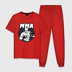 Пижама хлопковая мужская Warrior MMA, цвет: красный