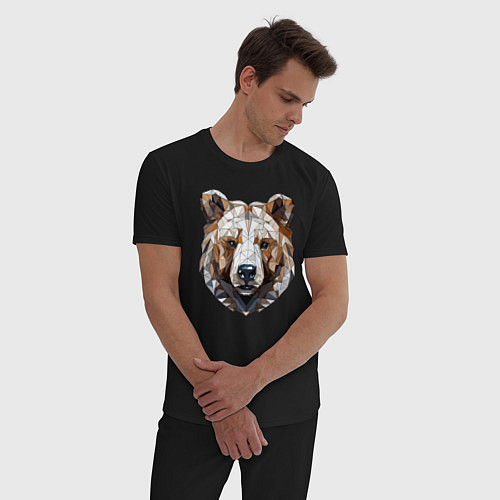 Мужская пижама Медведь полигональный / Черный – фото 3