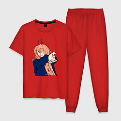 Пижама хлопковая мужская Пауэр пиу пиу, цвет: красный