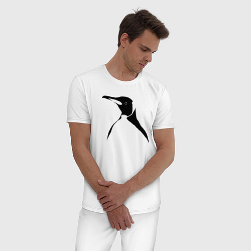 Мужская пижама Пингвин в профиль трафарет / Белый – фото 3
