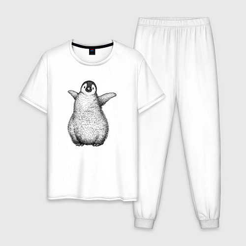 Мужская пижама Пингвинёнок анфас / Белый – фото 1