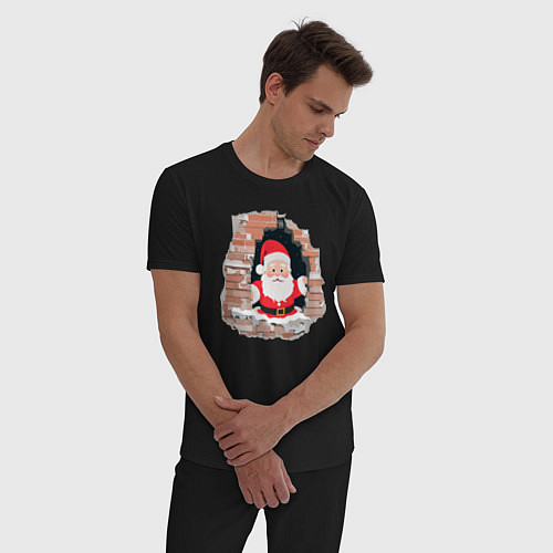 Мужская пижама Дедушка мороз из стены / Черный – фото 3