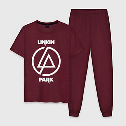 Пижама хлопковая мужская Linkin Park logo, цвет: меланж-бордовый