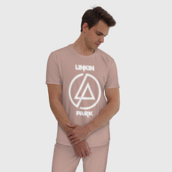 Пижама хлопковая мужская Linkin Park logo, цвет: пыльно-розовый — фото 2