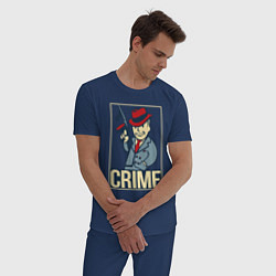 Пижама хлопковая мужская Vault crime, цвет: тёмно-синий — фото 2