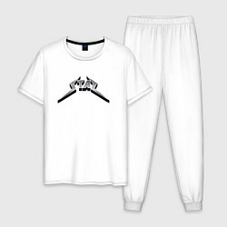 Пижама хлопковая мужская Стас в стиле рок-группы Металлика, цвет: белый