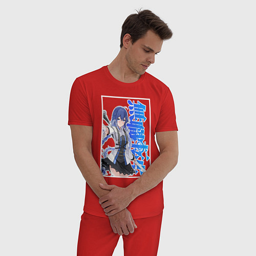 Мужская пижама Рокси Мигурдия - синие иероглифы / Красный – фото 3