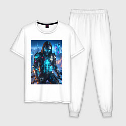 Пижама хлопковая мужская Cyber man - ai art, цвет: белый