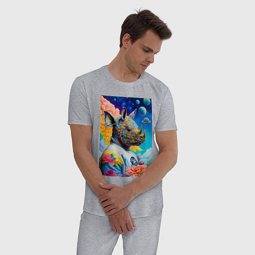 Мужская пижама Инопланетная носорожка - фантазия / Меланж – фото 3