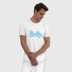 Пижама хлопковая мужская Папочка в стиле барби, цвет: белый — фото 2