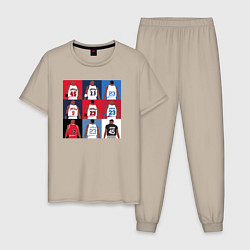 Пижама хлопковая мужская Jordan plays, цвет: миндальный