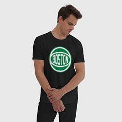 Пижама хлопковая мужская Ball Celtics, цвет: черный — фото 2