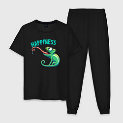 Пижама хлопковая мужская Ловец счастья, цвет: черный