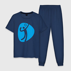Пижама хлопковая мужская Game volleuball, цвет: тёмно-синий