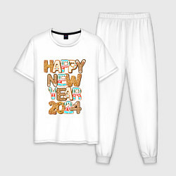 Пижама хлопковая мужская С новым годом 2024!, цвет: белый