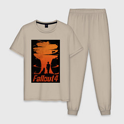 Пижама хлопковая мужская Fallout 4 dog, цвет: миндальный