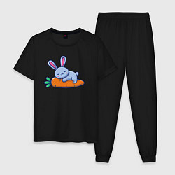 Пижама хлопковая мужская Морковный сон, цвет: черный