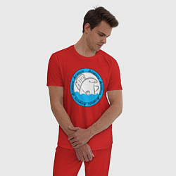 Пижама хлопковая мужская Душнила акуля, цвет: красный — фото 2