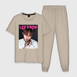 Пижама хлопковая мужская Lee Know Rock Star Stray Kids, цвет: миндальный