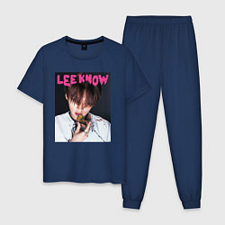 Пижама хлопковая мужская Lee Know Rock Star Stray Kids, цвет: тёмно-синий