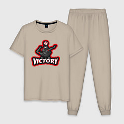 Пижама хлопковая мужская Победа в игре, цвет: миндальный