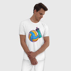 Пижама хлопковая мужская Здоровый волейбол, цвет: белый — фото 2