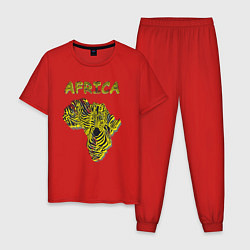 Пижама хлопковая мужская Zebra Africa, цвет: красный