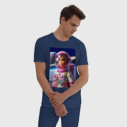 Пижама хлопковая мужская Барби - крутой космонавт, цвет: тёмно-синий — фото 2