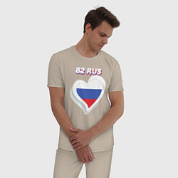 Пижама хлопковая мужская 82 регион Республика Крым, цвет: миндальный — фото 2
