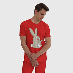 Пижама хлопковая мужская Funny bunny, цвет: красный — фото 2