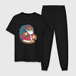 Пижама хлопковая мужская Santa gangster, цвет: черный